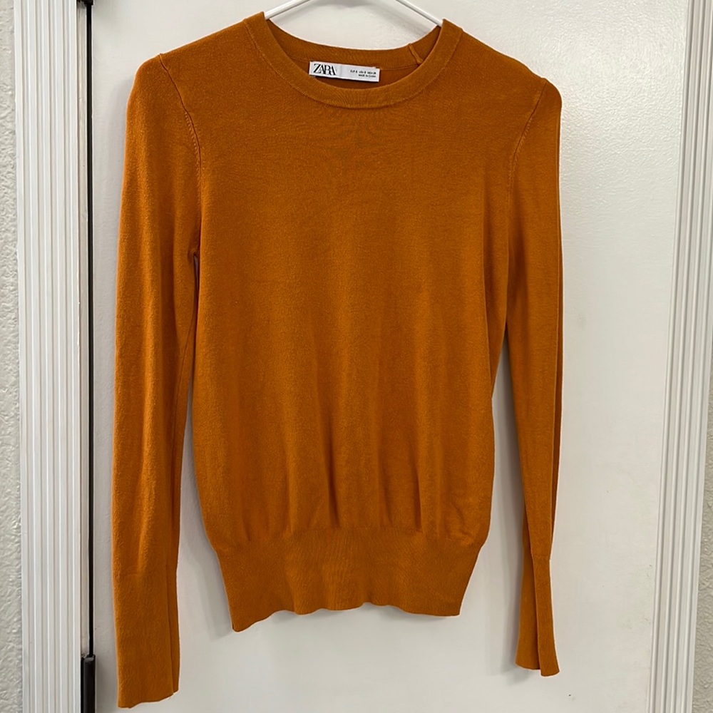 ZARA burnt orange sweater crew neck